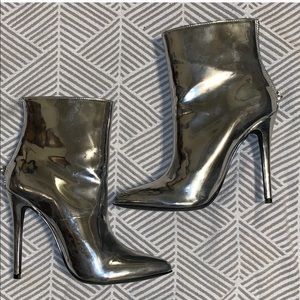 Silver metallic booties